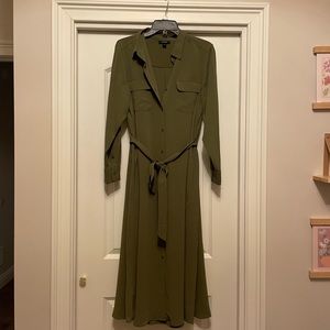 Olive green button maxi dress